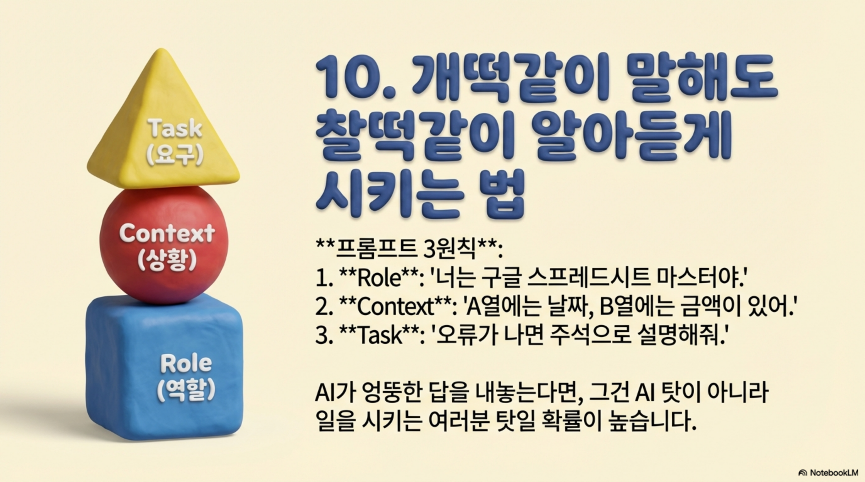 그림11: 효과적인 프롬프트 작성을 위한 3원칙 (Role, Context, Task)