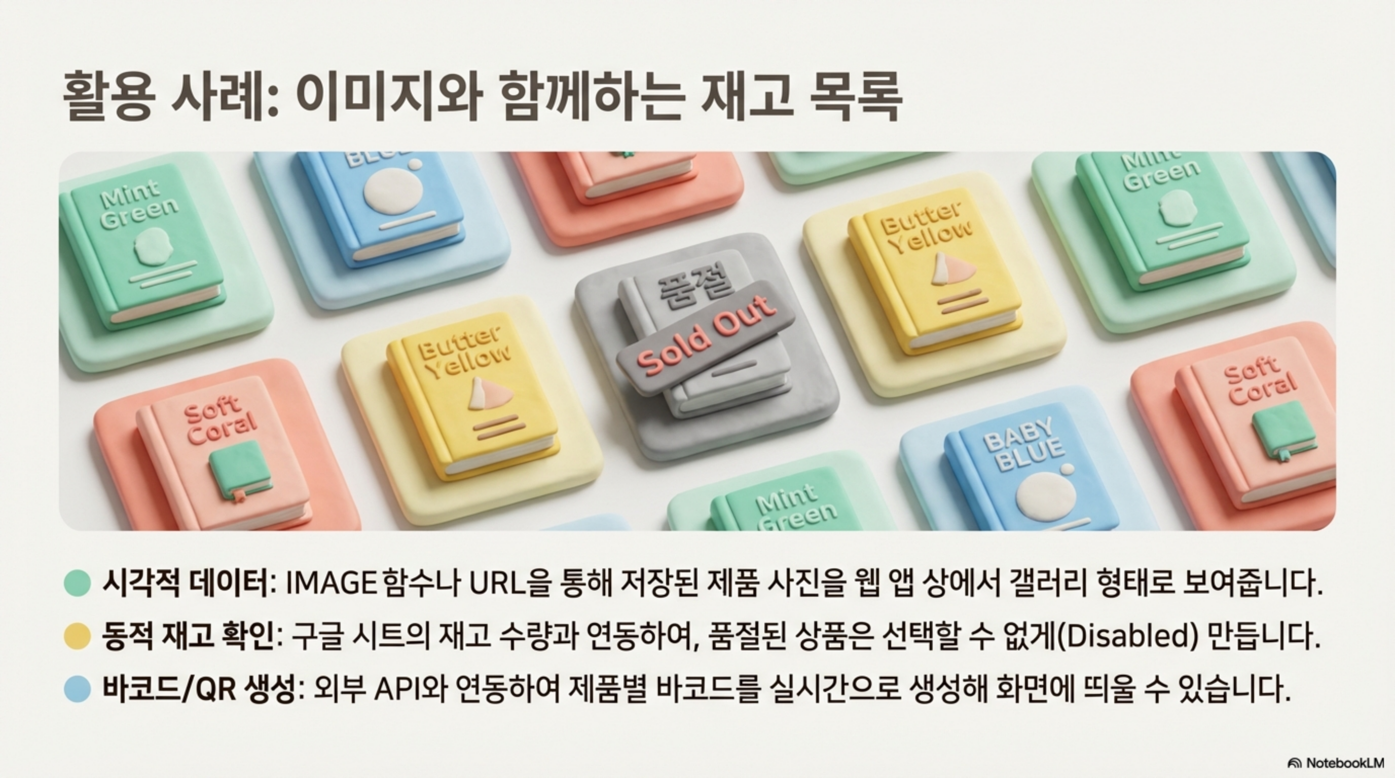 그림10: 이미지와 동적 기능을 활용한 재고 목록 사례